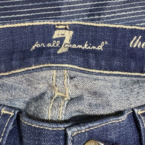 7 For All Mankind Womens  24 The Slim Cigarette Jeans Mid Rise Waist Y2K Boho - Picture 5 of 12